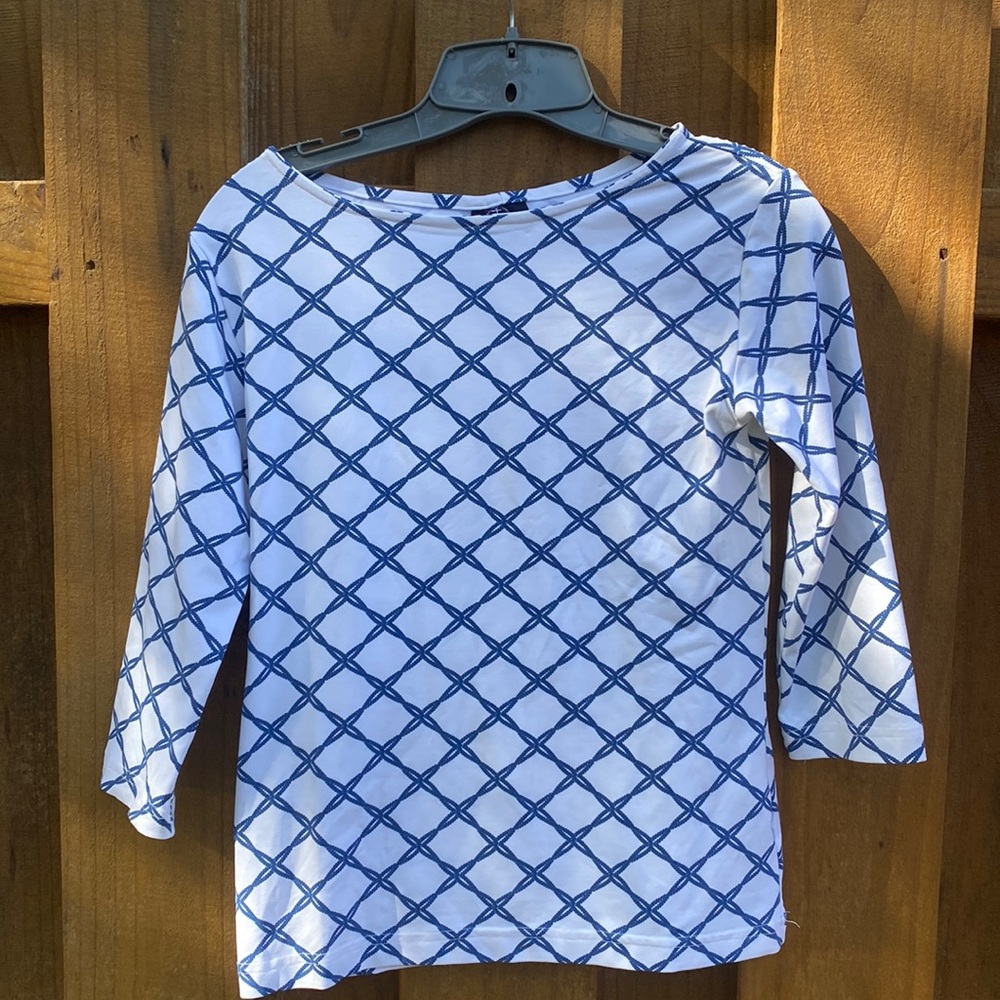 Sailor - Sailor blue and white rayon spandex top XS.